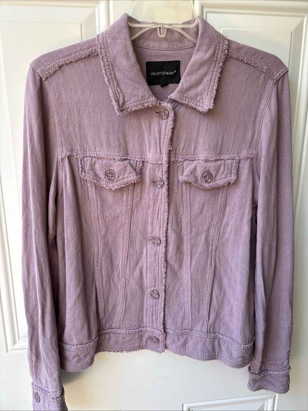 Velvet Heart Lavender Button-Front Jean Jacket